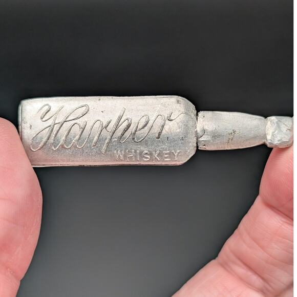Vintage Harper Whiskey Seal Cutter Figural Bottle Advertising Mini Silver Tone - Picture 1 of 9